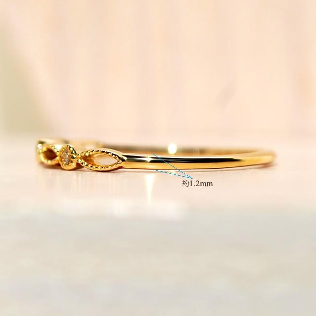 リング 指輪 レディース シンプル ダイヤモンド リング K10 10金 10k 18金 18k K18 本物 おしゃれ 人気 華奢 重ね付け デザイン 送料無料の画像