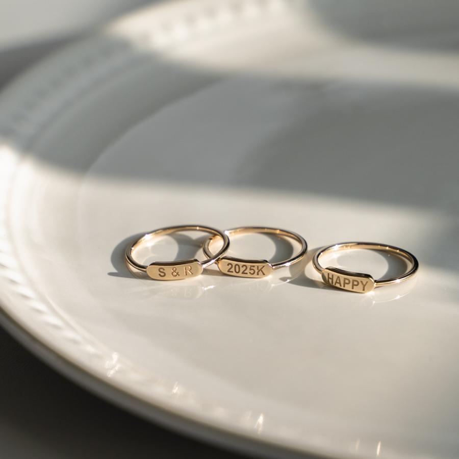 メッセージを刻む 【新作】18金 リング 指輪 レディース イニシャル 刻印 K18 18k 10金 10k K10 ピンキーリング シンプル ペアリングの画像