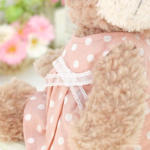 ハンドメイド★ピンク♡ドットワンピース&リボン★シェリーメぬいぐるみポーチ用 ハンドメイド☆ピンク♡ドットワンピース&リボン☆シェリーメ