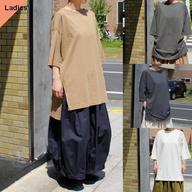 【20%OFF】Hands of creation USA18天竺サイドスリットロングT 1120819 ライトベージュ キャメル アーミーグリーン チャコール | Hands of creation