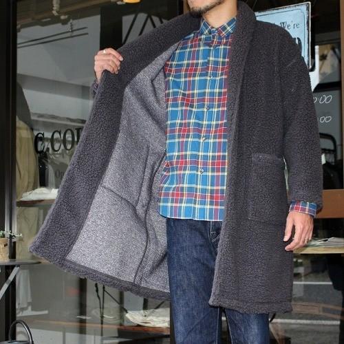 HARVESTY　ボアフリースガウンコート BOA-FLEECE GOWN COAT　A51706　（CHARCOAL） |  | 03