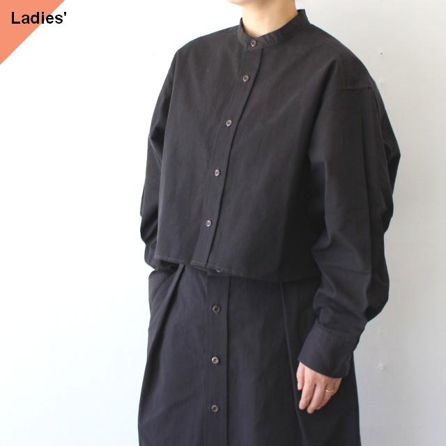 HAVERSACK 80/2高密度シャンブレー クロップドバンドカラーシャツ Chambray cropped bandcollar shirt / 322501　（Dark Brown） | HAVERSACK