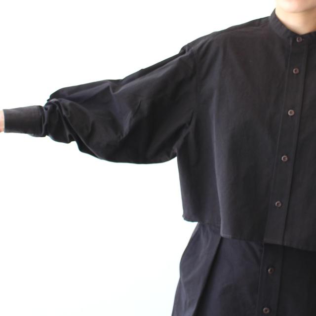 HAVERSACK 80/2高密度シャンブレー クロップドバンドカラーシャツ Chambray cropped bandcollar shirt / 322501　（Dark Brown） | HAVERSACK | 06