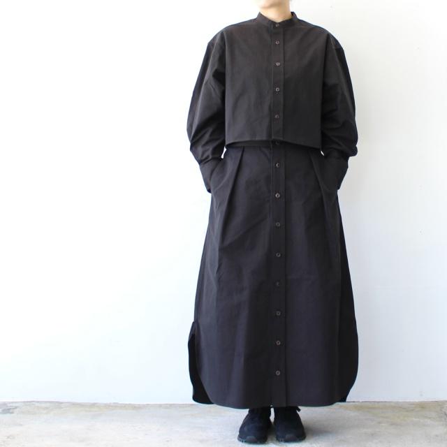 HAVERSACK 80/2高密度シャンブレー クロップドバンドカラーシャツ Chambray cropped bandcollar shirt / 322501　（Dark Brown） | HAVERSACK | 02