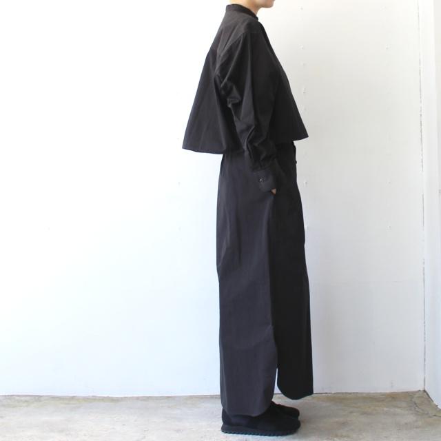 HAVERSACK 80/2高密度シャンブレー クロップドバンドカラーシャツ Chambray cropped bandcollar shirt / 322501　（Dark Brown） | HAVERSACK | 03