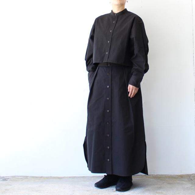 HAVERSACK 80/2高密度シャンブレー クロップドバンドカラーシャツ Chambray cropped bandcollar shirt / 322501　（Dark Brown） | HAVERSACK | 05