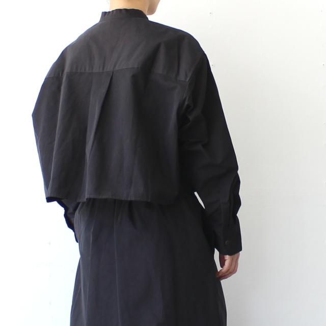 HAVERSACK 80/2高密度シャンブレー クロップドバンドカラーシャツ Chambray cropped bandcollar shirt / 322501　（Dark Brown） | HAVERSACK | 01