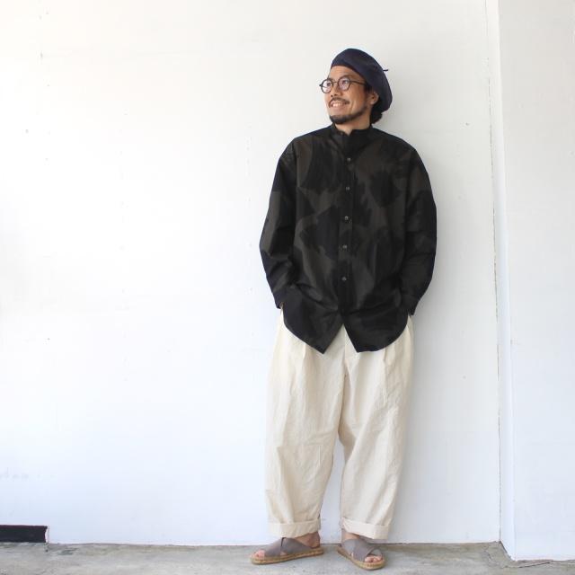 HAVERSACK スクエアブラッシュドプリントバンドカラーシャツ Square brushed-print bandcollar shirt　（Khaki brown） | HAVERSACK | 14