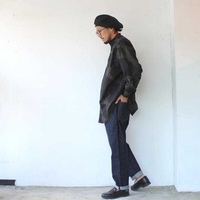 HAVERSACK スクエアブラッシュドプリントバンドカラーシャツ Square brushed-print bandcollar shirt　（Khaki brown） | HAVERSACK | 17