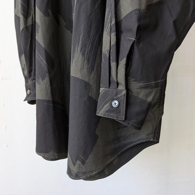 HAVERSACK スクエアブラッシュドプリントバンドカラーシャツ Square brushed-print bandcollar shirt　（Khaki brown） | HAVERSACK | 03