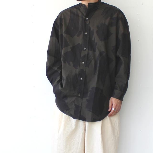 HAVERSACK スクエアブラッシュドプリントバンドカラーシャツ Square brushed-print bandcollar shirt　（Khaki brown） | HAVERSACK | 06
