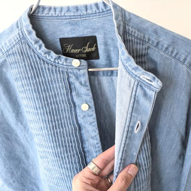 HAVERSACK デニムピンタックバンドカラーシャツ Denim Pin-tuck Band Collar Shirt / 422600 | HAVERSACK | 04