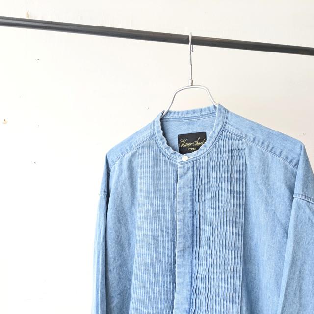 HAVERSACK デニムピンタックバンドカラーシャツ Denim Pin-tuck Band Collar Shirt / 422600 | HAVERSACK | 02