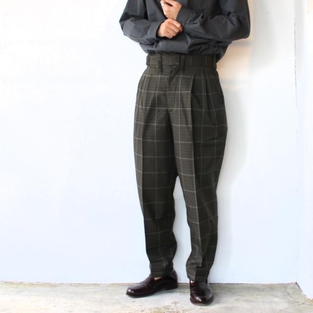HAVERSACK / チェックベルテッドトラウザー/ボトム/L/ポリエステル/GRN/チェック/462027 HAVERSACK（ハバーサック） チェックベルテッドトラウザー （Green