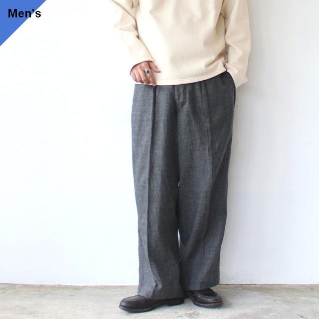 HAVERSACK リネンサージワイドタックトラウザー Linen Serge Wide Trousers　（Charcoal） | HAVERSACK