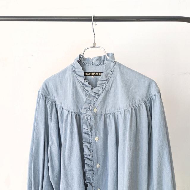 HAVERSACK HAVERSACK 5OZシャンブレーフリルブラウス 5oz