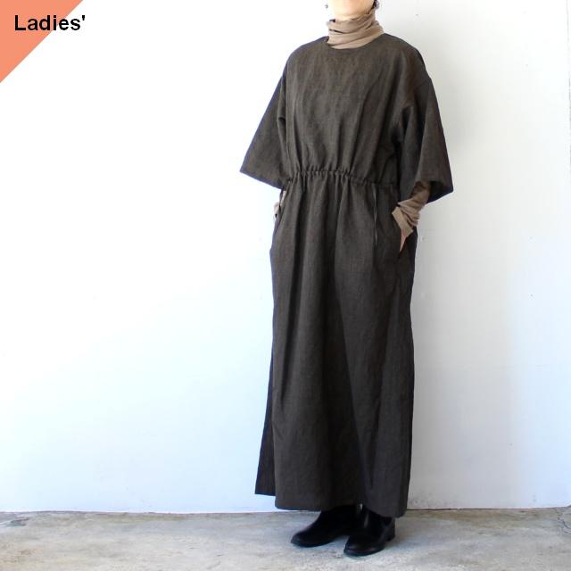 HAVERSACK リネンウールグレンチェック5分袖ワンピース W/L Glen-check half-sleeve onepiece | HAVERSACK