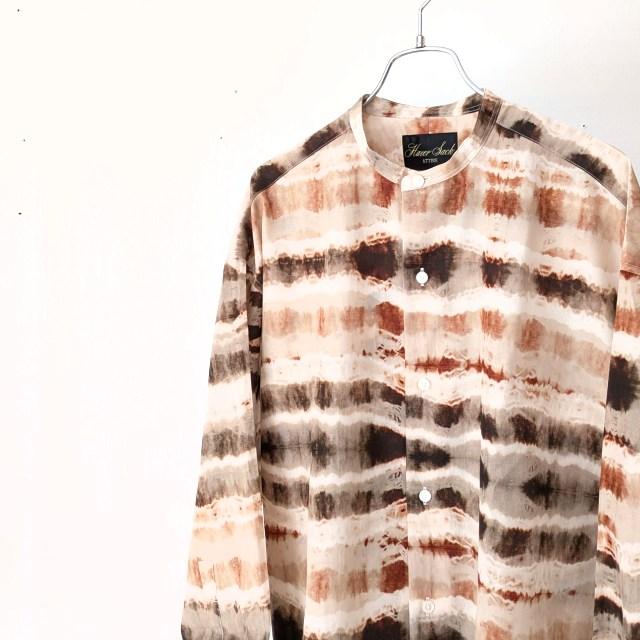 【20%OFF】HAVERSACK コットンキュプラタイプライターバンドカラーシャツ Water color print Band collar shirt | HAVERSACK | 02