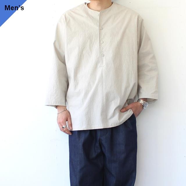 HAVERSACK 40タイプライターノーカラー8分袖プルオーバーシャツ 40/Typewriter No collar P/O Shirt　（Light Gray） | HAVERSACK