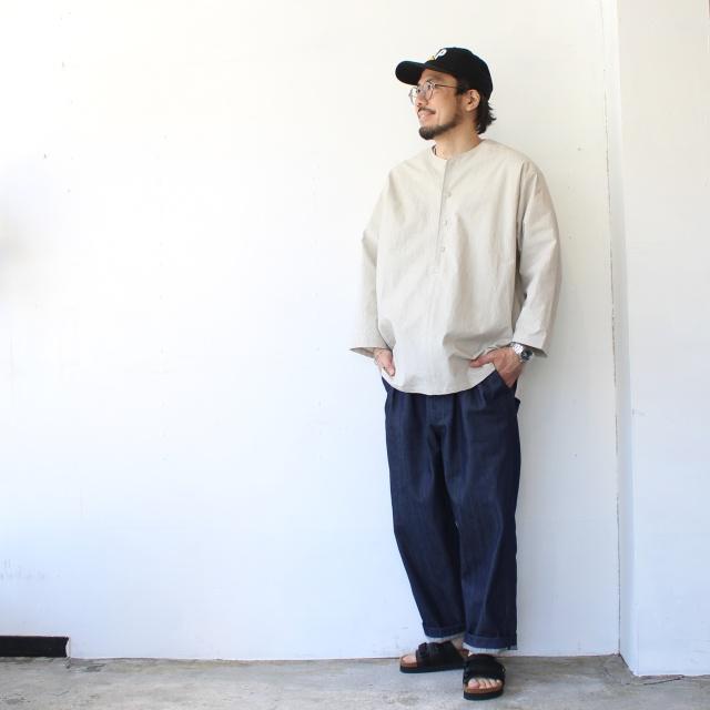 HAVERSACK 40タイプライターノーカラー8分袖プルオーバーシャツ 40/Typewriter No collar P/O Shirt　（Light Gray） | HAVERSACK | 11
