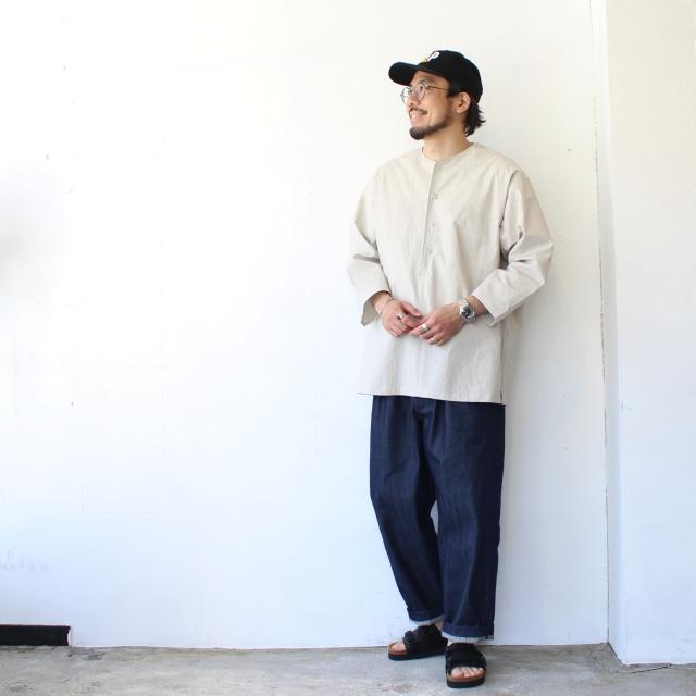 HAVERSACK 40タイプライターノーカラー8分袖プルオーバーシャツ 40/Typewriter No collar P/O Shirt　（Light Gray） | HAVERSACK | 12