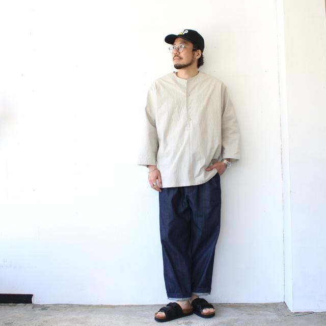 HAVERSACK 40タイプライターノーカラー8分袖プルオーバーシャツ 40/Typewriter No collar P/O Shirt　（Light Gray） | HAVERSACK | 07