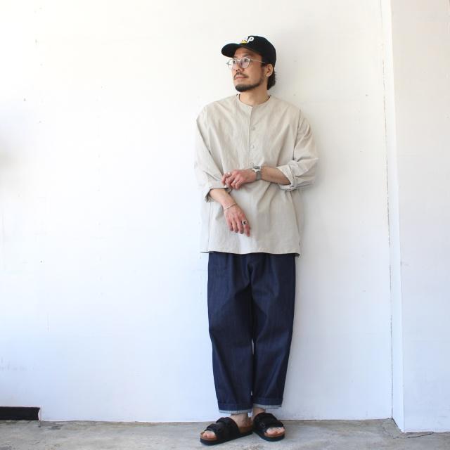 HAVERSACK 40タイプライターノーカラー8分袖プルオーバーシャツ 40/Typewriter No collar P/O Shirt　（Light Gray） | HAVERSACK | 13