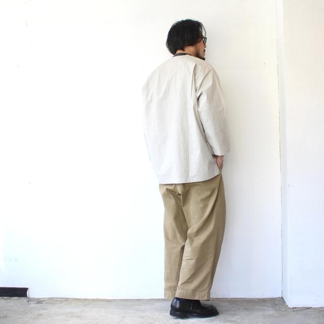 HAVERSACK 40タイプライターノーカラー8分袖プルオーバーシャツ 40/Typewriter No collar P/O Shirt　（Light Gray） | HAVERSACK | 17