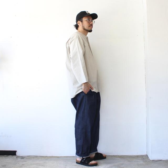 HAVERSACK 40タイプライターノーカラー8分袖プルオーバーシャツ 40/Typewriter No collar P/O Shirt　（Light Gray） | HAVERSACK | 09