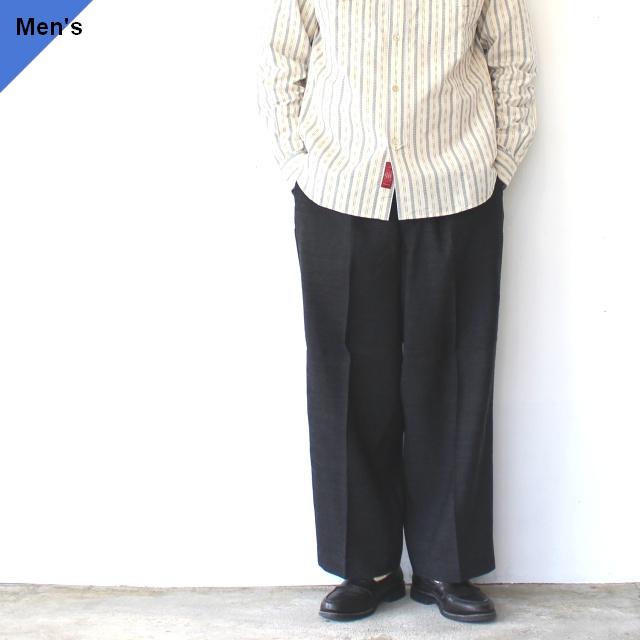 HAVERSACK リネンウールヘリンボーンワイドタックトラウザー Linen Wool Herringbone Wide Trousers / 862623　（Charcoal Gray） | HAVERSACK