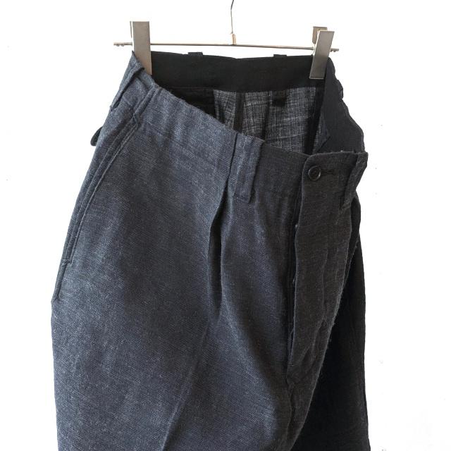 HAVERSACK リネンウールヘリンボーンワイドタックトラウザー Linen Wool Herringbone Wide Trousers / 862623　（Charcoal Gray） | HAVERSACK | 11