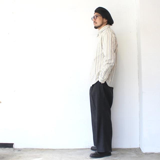 HAVERSACK リネンウールヘリンボーンワイドタックトラウザー Linen Wool Herringbone Wide Trousers / 862623　（Charcoal Gray） | HAVERSACK | 02