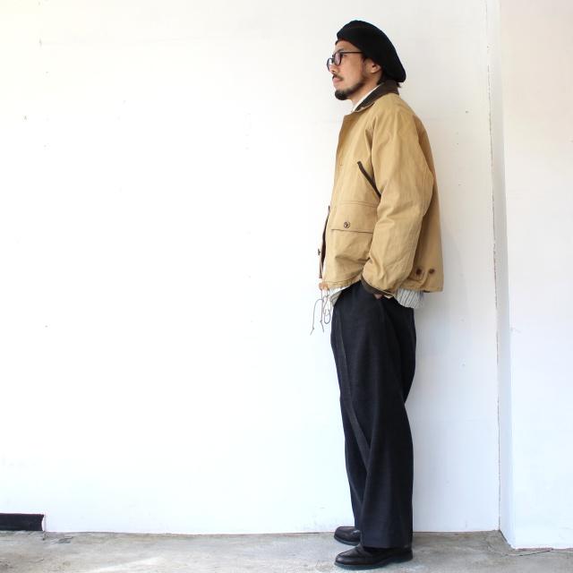 HAVERSACK リネンウールヘリンボーンワイドタックトラウザー Linen Wool Herringbone Wide Trousers / 862623　（Charcoal Gray） | HAVERSACK | 07