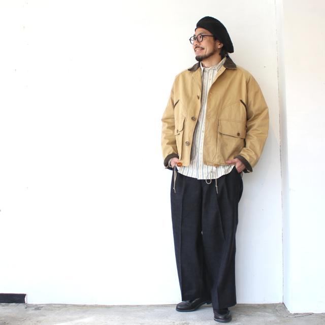 HAVERSACK リネンウールヘリンボーンワイドタックトラウザー Linen Wool Herringbone Wide Trousers / 862623　（Charcoal Gray） | HAVERSACK | 09