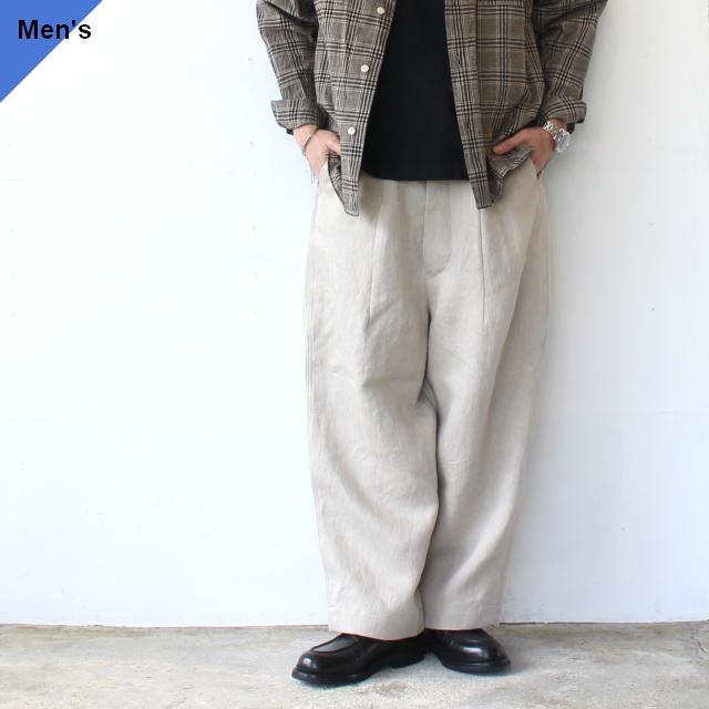 HAVERSACK リネンヘリンボーンワイドトラウザーOld German-herringbone Linen Twill Wide Trousers　（Beige） | HAVERSACK