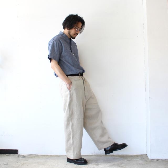 HAVERSACK リネンヘリンボーンワイドトラウザーOld German-herringbone Linen Twill Wide Trousers　（Beige） | HAVERSACK | 10