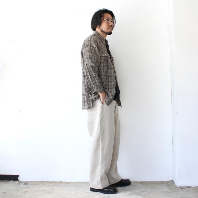 HAVERSACK リネンヘリンボーンワイドトラウザーOld German-herringbone Linen Twill Wide Trousers　（Beige） | HAVERSACK | 02