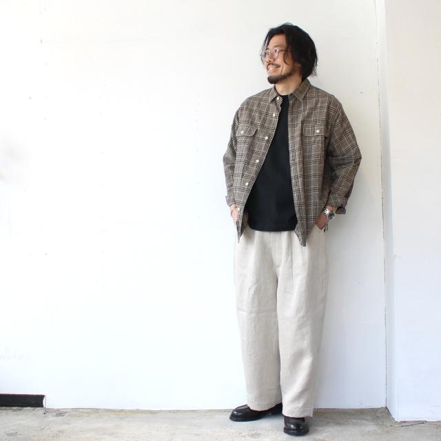 HAVERSACK リネンヘリンボーンワイドトラウザーOld German-herringbone Linen Twill Wide Trousers　（Beige） | HAVERSACK | 04