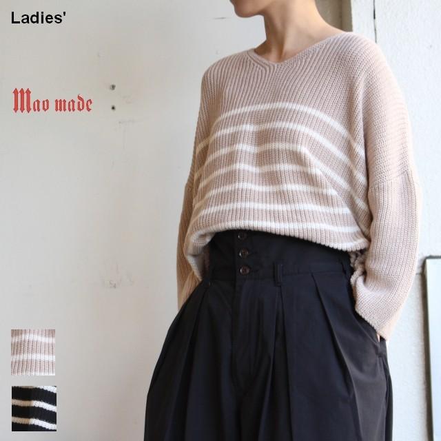 【20%OFF】maomade　21/2リネンコットンプルオーバーボーダーニット 911113　２カラー