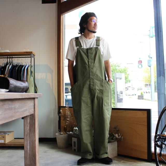 HARVESTY チノクロスオーバーオール CHINO CLOTH OVERALLS / A12008　（Military green） | HARVESTY | 12