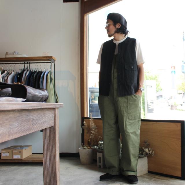 HARVESTY チノクロスオーバーオール CHINO CLOTH OVERALLS / A12008　（Military green） | HARVESTY | 15