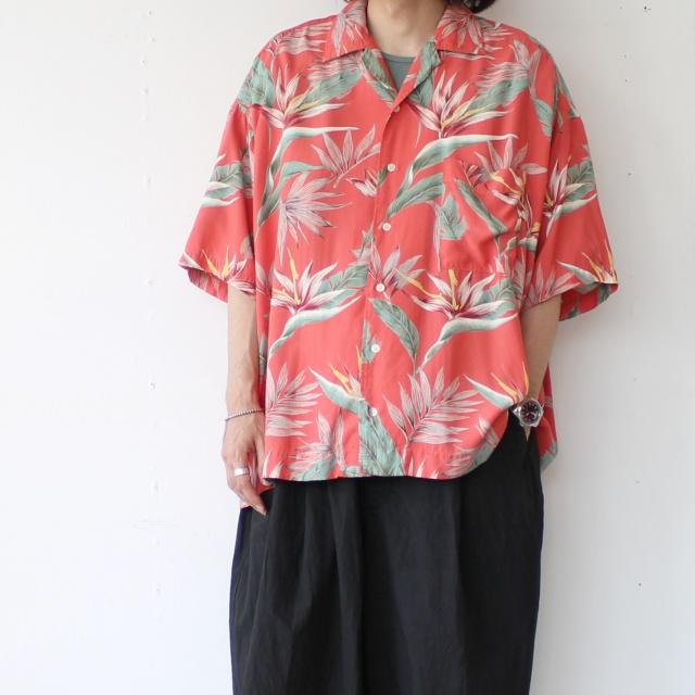 【20%OFF】HARVESTY ビッグアロハシャツ Hawaiian Printed Rayon Jumbo Shirt　（Red） | HARVESTY | 01