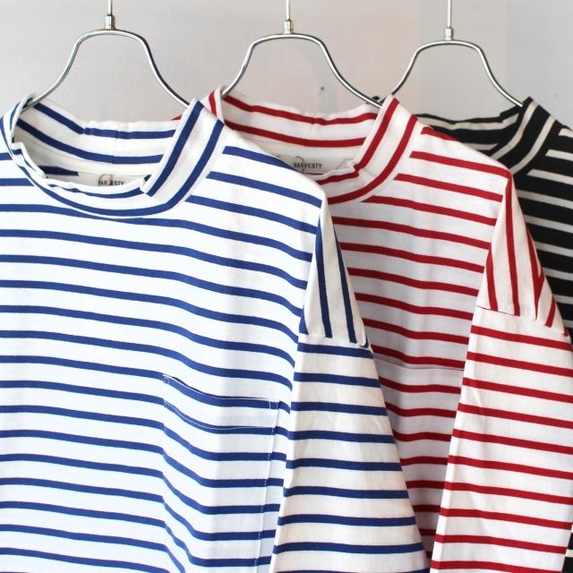 【20%OFF】HARVESTY モックネックボーダーポケットT Mockneck L/S Tee Stripes A52111 | HARVESTY | 01
