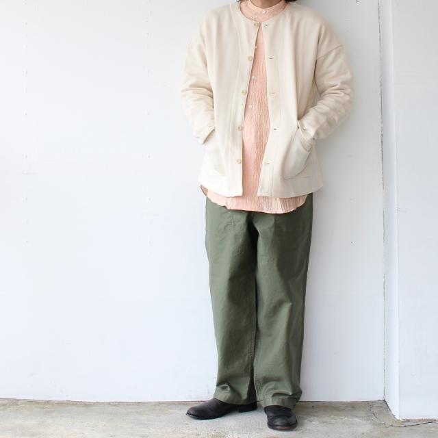 【20%OFF】HARVESTY シルケット裏毛スウェットノーカラーカーディガン Sweat atelier jacket | HARVESTY | 05