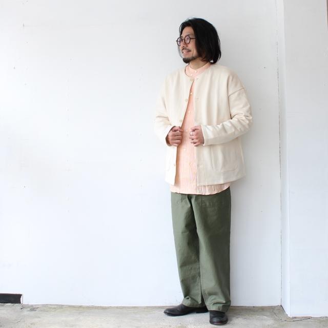 【20%OFF】HARVESTY シルケット裏毛スウェットノーカラーカーディガン Sweat atelier jacket | HARVESTY | 06