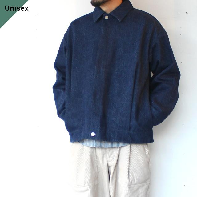 amne デニムブルゾン Pre-wash DENIM pleats blouson　（Indigo） | 