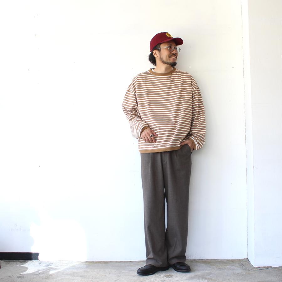 amne ハイゲージボーダーワイドクルー TWISTED BORDER Long sleeve tee / amn-CS-099　（Camel×Natural） |  | 10