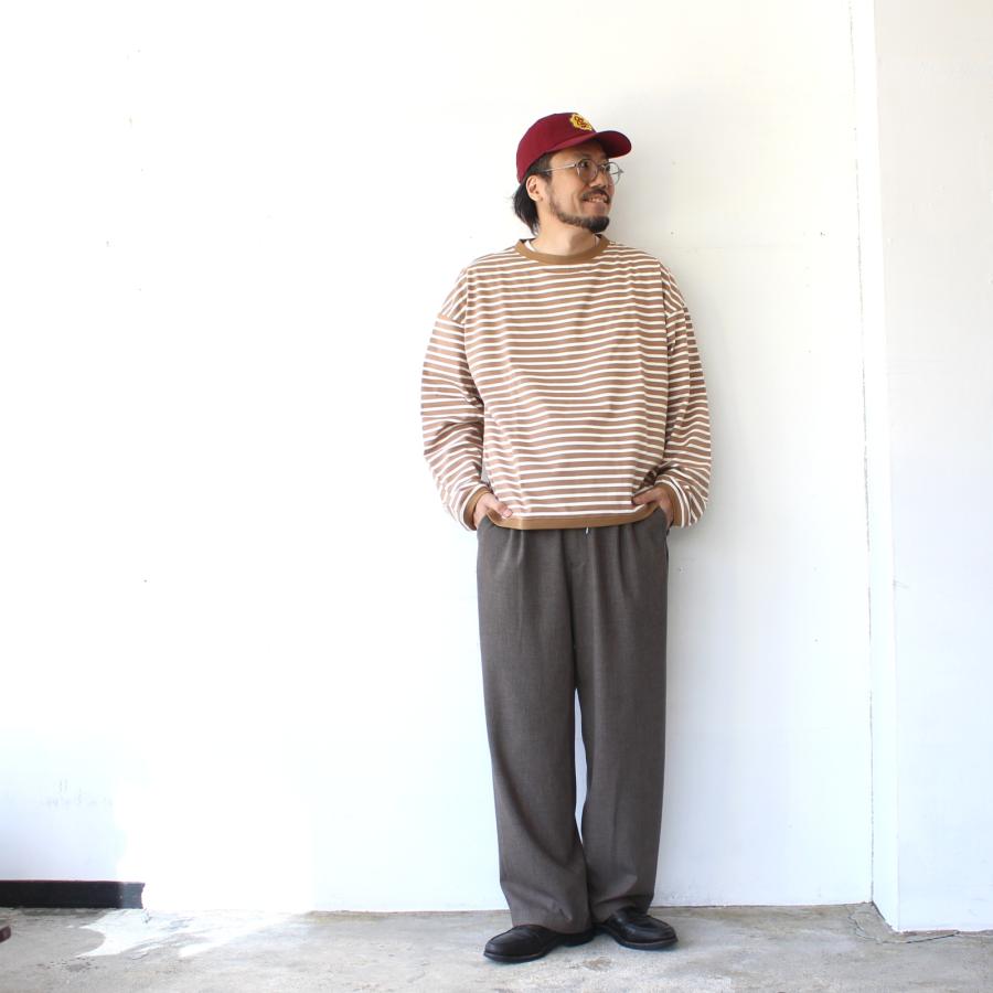 amne ハイゲージボーダーワイドクルー TWISTED BORDER Long sleeve tee / amn-CS-099　（Camel×Natural） |  | 12