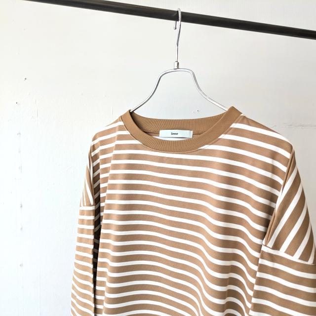 amne ハイゲージボーダーワイドクルー TWISTED BORDER Long sleeve tee / amn-CS-099　（Camel×Natural） |  | 01
