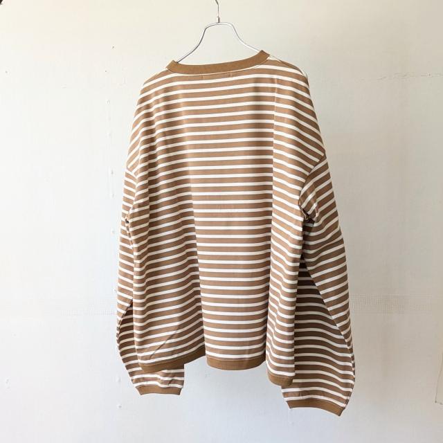 amne ハイゲージボーダーワイドクルー TWISTED BORDER Long sleeve tee / amn-CS-099　（Camel×Natural） |  | 04